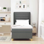 vidaXL Κρεβάτι Box Spring με Στρώμα Σκούρο Γκρι 90x200 εκ. Υφασμάτινο