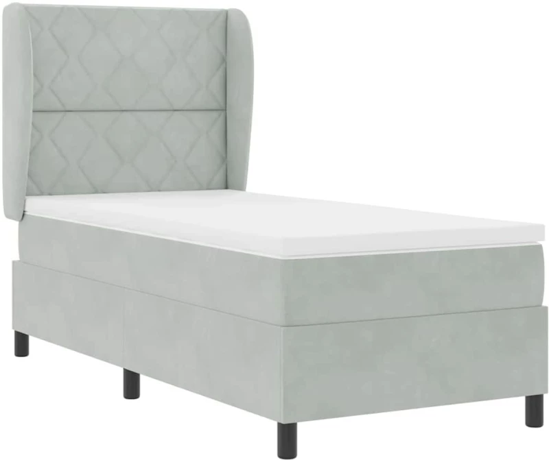 vidaXL Κρεβάτι με Στρώμα σε Ανοιχτό Γκρι 90x200 cm, Βελούδινο.