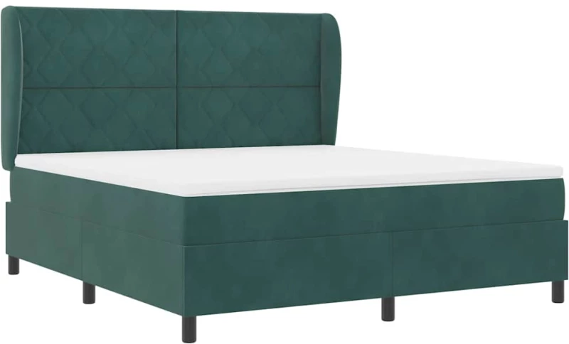 vidaXL Κρεβάτι Box Spring με Στρώμα Σκούρο Πράσινο 180x200 εκ. Βελούδο