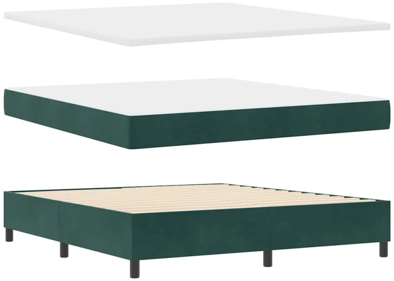 vidaXL Κρεβάτι Box Spring με Στρώμα Σκούρο Πράσινο 180x200 εκ. Βελούδο