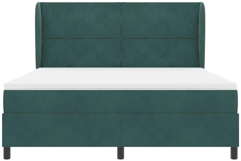 vidaXL Κρεβάτι Box Spring με Στρώμα Σκούρο Πράσινο 180x200 εκ. Βελούδο