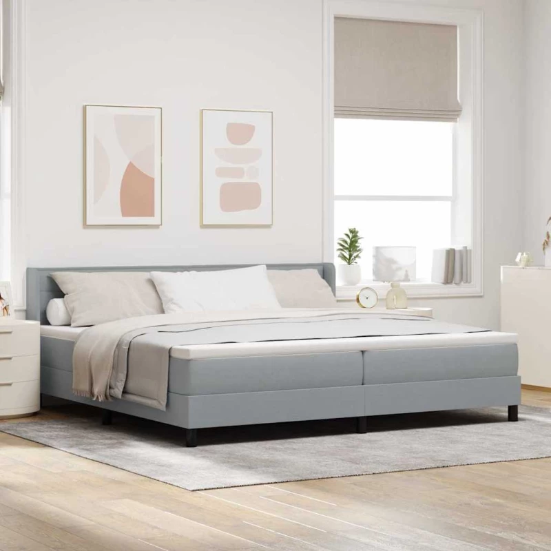 vidaXL Κρεβάτι Box Spring με Στρώμα - Ανοιχτό Γκρι - 200 x 200 εκ - Υλικό