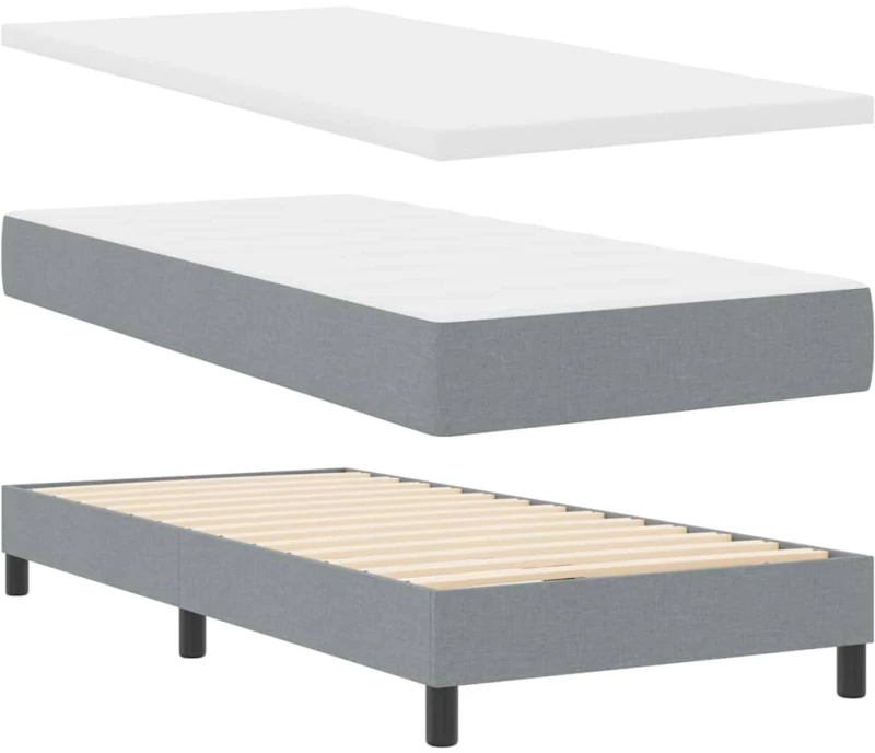 vidaXL Κρεβάτι Box Spring με Στρώμα - Ανοιχτό γκρι - 90 x 190 εκ - Υφασμάτινο