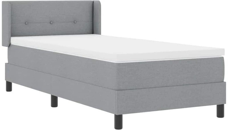 vidaXL Κρεβάτι Box Spring με Στρώμα - Ανοιχτό γκρι - 90 x 190 εκ - Υφασμάτινο