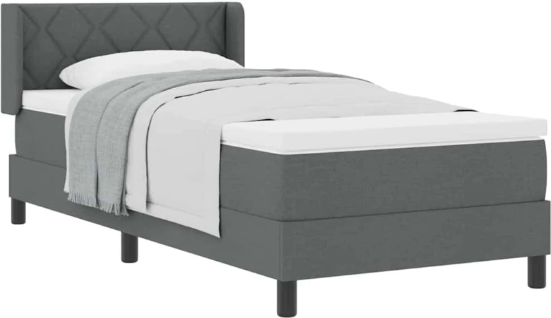 vidaXL Κρεβάτι Box Spring με Στρώμα, Σκούρο Γκρι, 100x200 εκ Υφάσματα