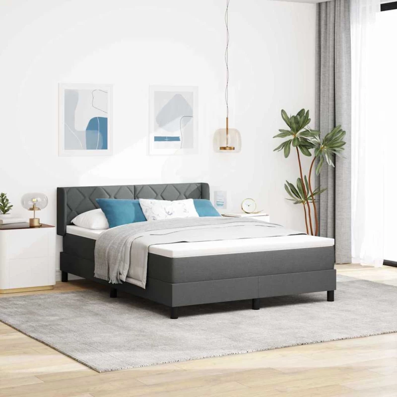vidaXL Κρεβάτι Box Spring με Στρώμα, Σκούρο Γκρι, 160 x 200 εκ., Ύφασμα
