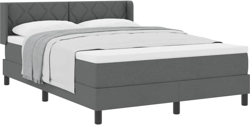vidaXL Κρεβάτι Box Spring με Στρώμα, Σκούρο Γκρι, 160 x 200 εκ., Ύφασμα