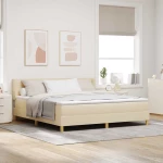 vidaXL Κρεβάτι με ελατήριο και στρώμα , κρεμ, 180 x 200 cm, ύφασμα