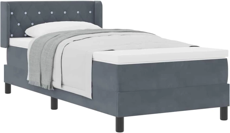 vidaXL Κρεβάτι με Στρώμα Στόφα Γκρίζο 90x200 cm Βελούδο
