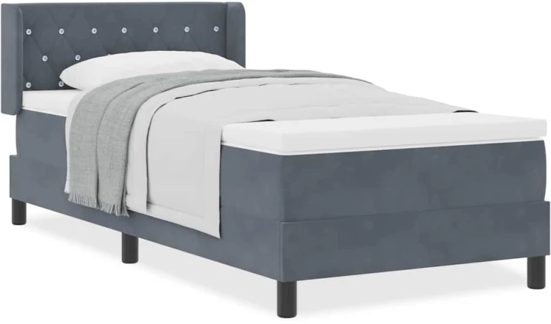 vidaXL Κρεβάτι με Στρώμα Στόφα Γκρίζο 90x200 cm Βελούδο