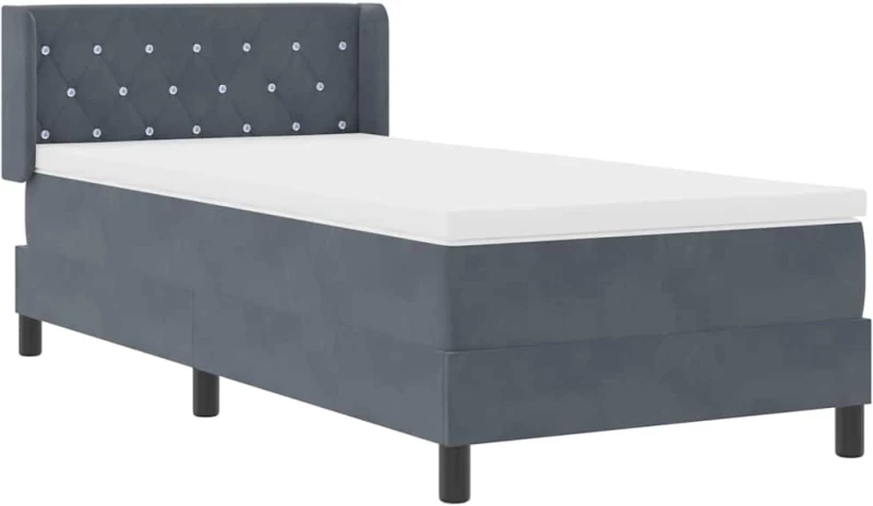 vidaXL Κρεβάτι με Στρώμα Στόφα Γκρίζο 90x200 cm Βελούδο