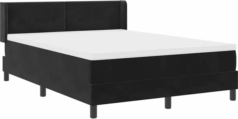 Κρεβάτι με Στρώμα vidaXL Εξωτερική Μαύρη 140x190 εκ Βελούδο