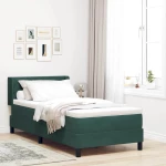 κρεβάτι Box Spring με στρώμα vidaXL Σκούρο Πράσινο 90x190 εκ. Βελούδο