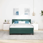 Κρεβάτι με στρώμα Box Spring vidaXL Σκούρο Πράσινο 140x200 εκ Βελούδο