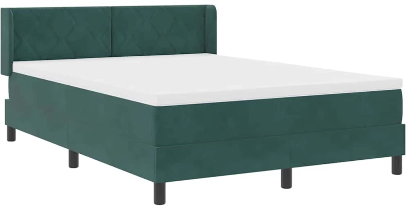 Κρεβάτι με στρώμα Box Spring vidaXL Σκούρο Πράσινο 140x200 εκ Βελούδο