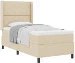 vidaXL Κρεβάτι με Στρώμα Κρέμ 90x200 cm Υφάσματος