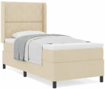 vidaXL Κρεβάτι με Στρώμα Κρέμ 90x200 cm Υφάσματος