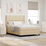vidaXL Κρεβάτι Box Spring με Μαξιλάρι Κρέμα 160x200 εκ. Υφάσματος