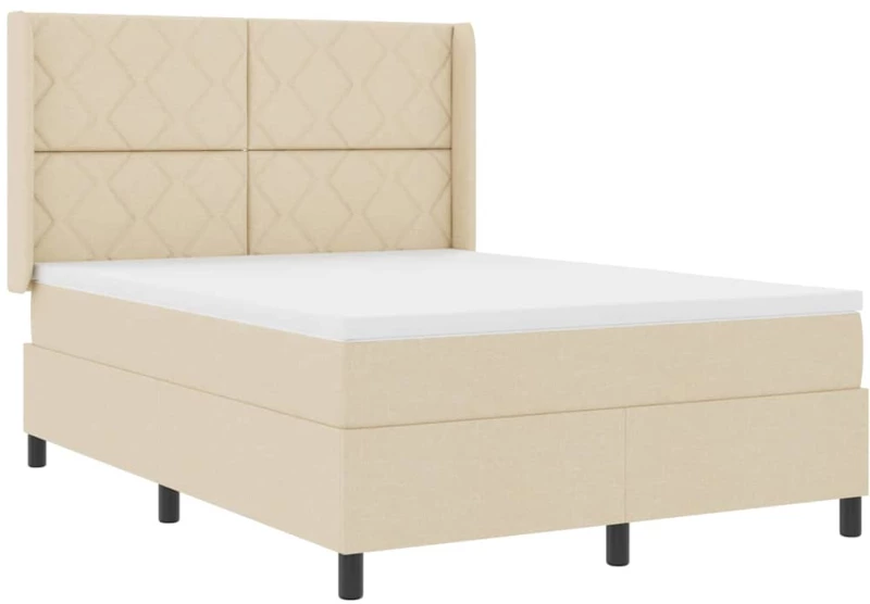 vidaXL Κρεβάτι Box Spring με Μαξιλάρι Κρέμα 160x200 εκ. Υφάσματος