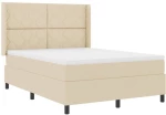 vidaXL Κρεβάτι Box Spring με Μαξιλάρι Κρέμα 160x200 εκ. Υφάσματος