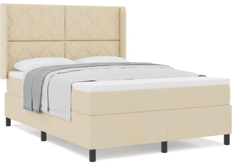 vidaXL Κρεβάτι Box Spring με Μαξιλάρι Κρέμα 160x200 εκ. Υφάσματος