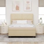 vidaXL Κρεβάτι Box Spring με Μαξιλάρι Κρέμα 160x200 εκ. Υφάσματος