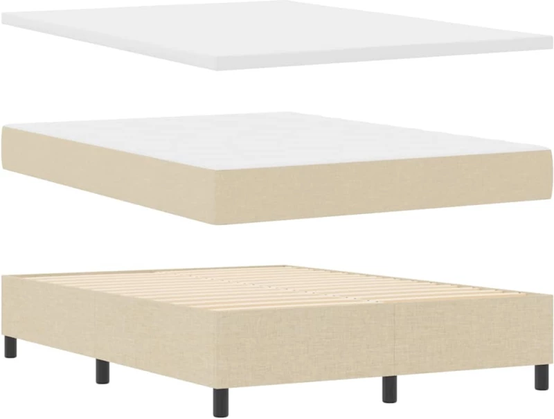 vidaXL Κρεβάτι Box Spring με Μαξιλάρι Κρέμα 160x200 εκ. Υφάσματος