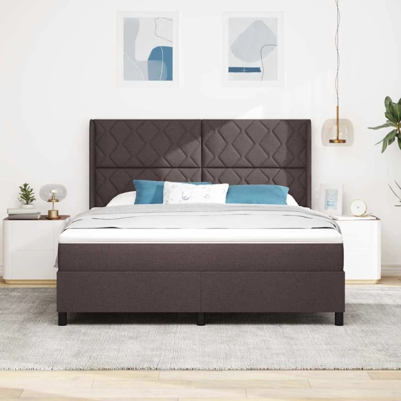 vidaXL Βάση Κρεβατιού με Στρώμα, Καφέ, 180 x 200 εκ, Υφασμάτινη