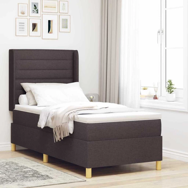 vidaXL Κρεβάτι με ελατήρια και στρώμα καφέ 80x200 εκ. ύφασμα