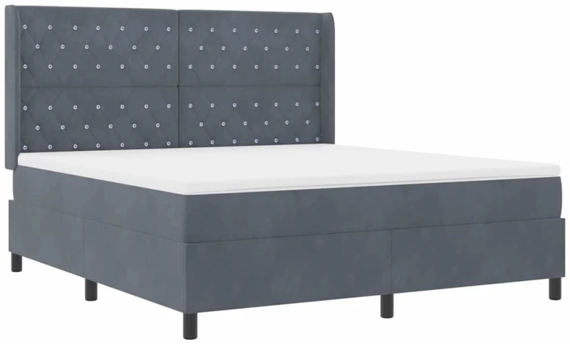 Κρεβάτι Box Spring με Στρώμα vidaXL Γκρι Σκούρο 180x200 εκ. Βελούδο