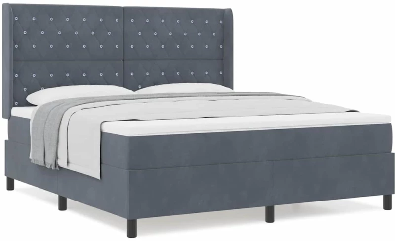 Κρεβάτι Box Spring με Στρώμα vidaXL Γκρι Σκούρο 180x200 εκ. Βελούδο