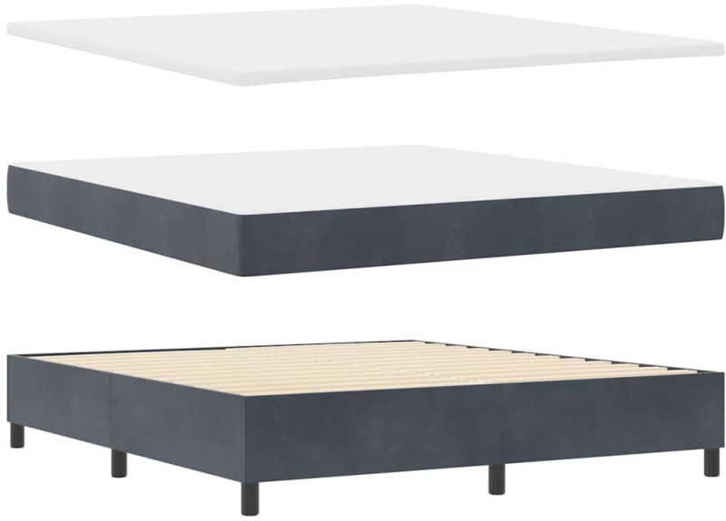 Κρεβάτι Box Spring με Στρώμα vidaXL Γκρι Σκούρο 180x200 εκ. Βελούδο