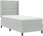vidaXL Κρεβάτι Box Spring με Στρώμα Ανοιχτό Γκρι 90x190 εκ Βελούδο