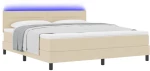 vidaXL Κρεβάτι με Στρώμα & LED Κρέμα 180x200 cm Ύφασμα