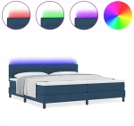 vidaXL Κρεβάτι Box Spring με Στρώμα & LED Μπλε 200x200 εκ Υφασμα