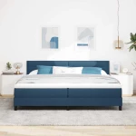 vidaXL Κρεβάτι Box Spring με Στρώμα & LED Μπλε 200x200 εκ Υφασμα