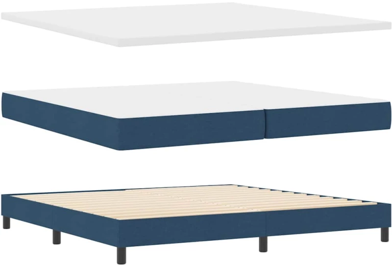 vidaXL Κρεβάτι Box Spring με Στρώμα & LED Μπλε 200x200 εκ Υφασμα