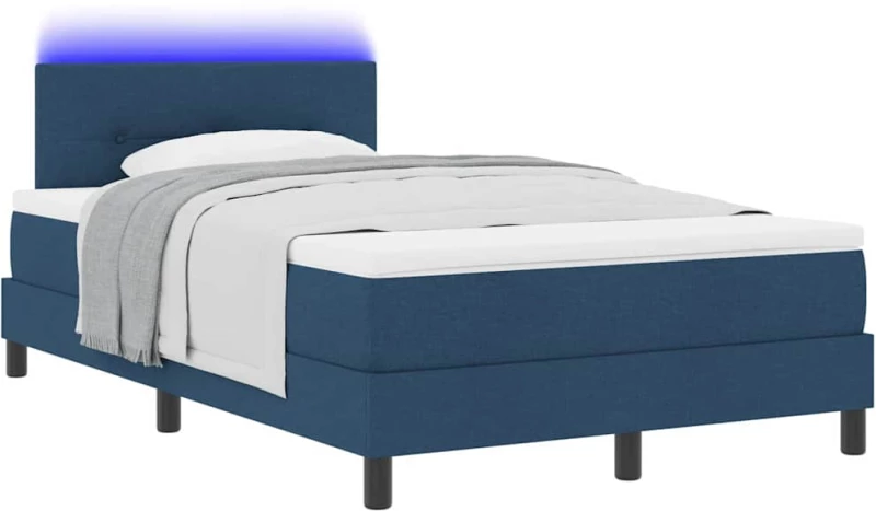 vidaXL Κρεβάτι με Ελατήριο και Στρώμα & LED Μπλε 120x200 εκ. Ύφασμα