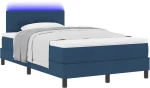 vidaXL Κρεβάτι με Ελατήριο και Στρώμα & LED Μπλε 120x200 εκ. Ύφασμα