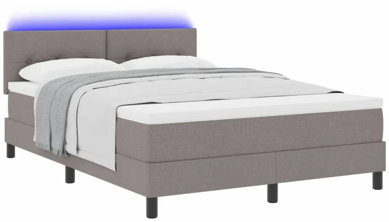 vidaXL Κρεβάτι με Στρώμα & LED Ταμπά 140x200 εκ Υφάσματος