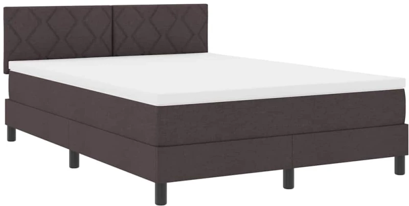 vidaXL Κρεβάτι Box Spring με Στρώμα & LED Σκούρο Καφέ 140x190 εκ. Ύφασμα