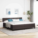 vidaXL Κρεβάτι με Σπαστό Στρώμα & LED Σκούρο Καφέ 200x200 εκ. Ύφασμα