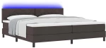 vidaXL Κρεβάτι με Σπαστό Στρώμα & LED Σκούρο Καφέ 200x200 εκ. Ύφασμα