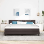 vidaXL Κρεβάτι με Σπαστό Στρώμα & LED Σκούρο Καφέ 200x200 εκ. Ύφασμα