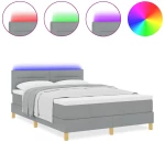 vidaXL Κρεβάτι Σπαστής Βάσης Με Στρώμα & LED Ανοιχτό Γκρι 140x200 εκ. Ύφασμα