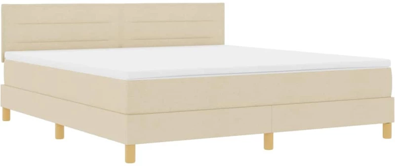 vidaXL Κρεβάτι Box Spring με Στρώμα & LED Κρεμ 180x200 εκ. Ύφασμα