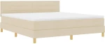 vidaXL Κρεβάτι Box Spring με Στρώμα & LED Κρεμ 180x200 εκ. Ύφασμα