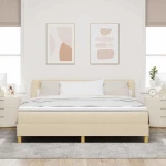vidaXL Κρεβάτι Box Spring με Στρώμα & LED Κρεμ 180x200 εκ. Ύφασμα