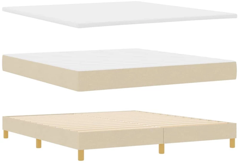 vidaXL Κρεβάτι Box Spring με Στρώμα & LED Κρεμ 180x200 εκ. Ύφασμα