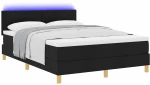 vidaXL Κρεβάτι με Βάση με Στρώμα & LED Μαύρο 140x200 εκ. Ύφασμα